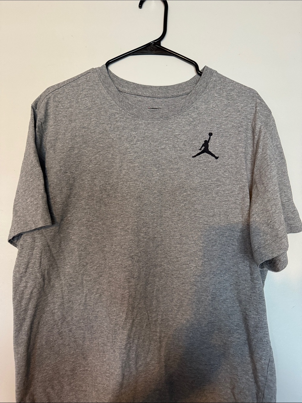Jordan Gray Short Sleeve Crewneck T-Shirt with Black Jumpman